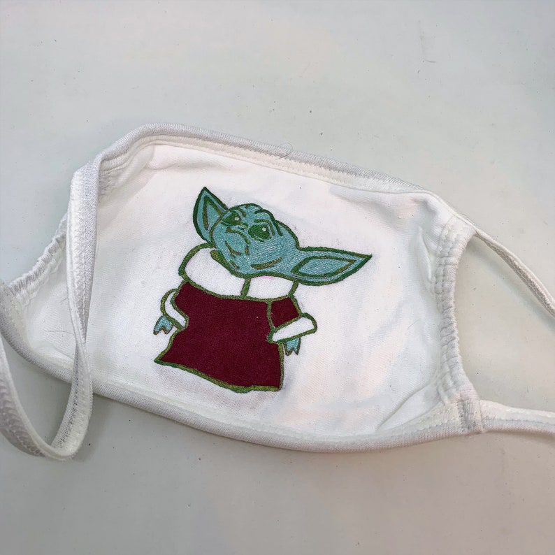 Baby Yoda Adult HandPainted Cotton Face Mask 3 Ply Face Etsy