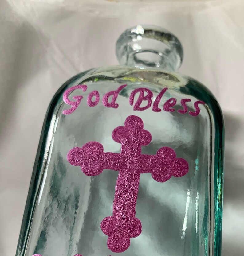 Baptism Oil Bottle Personalized Christening Water Bottle Etsy