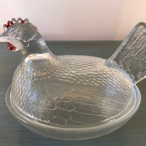Glass Chicken Candy Dish Etsy