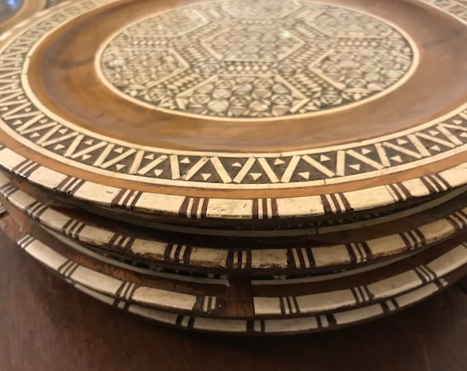 Vintage Middle Eastern Islamic Art Inspired Geometric Wooden Plates ...