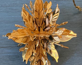 Baldwin Poinsettia Snowflake Brass Christmas Ornament