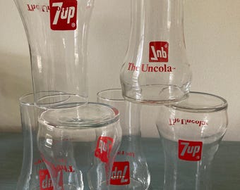 7 Up Promotional Glasses Set of Six - Seven Up Memorabilia