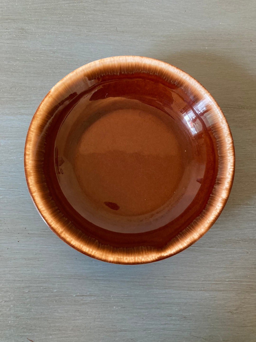 USA Brown Drip Shallow Soup Bowl Etsy