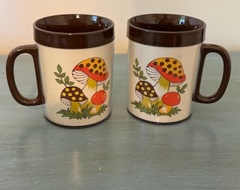 Vintage Sears Roebuck Merry Mushroom Coffee Tea Mugs - Set of Two