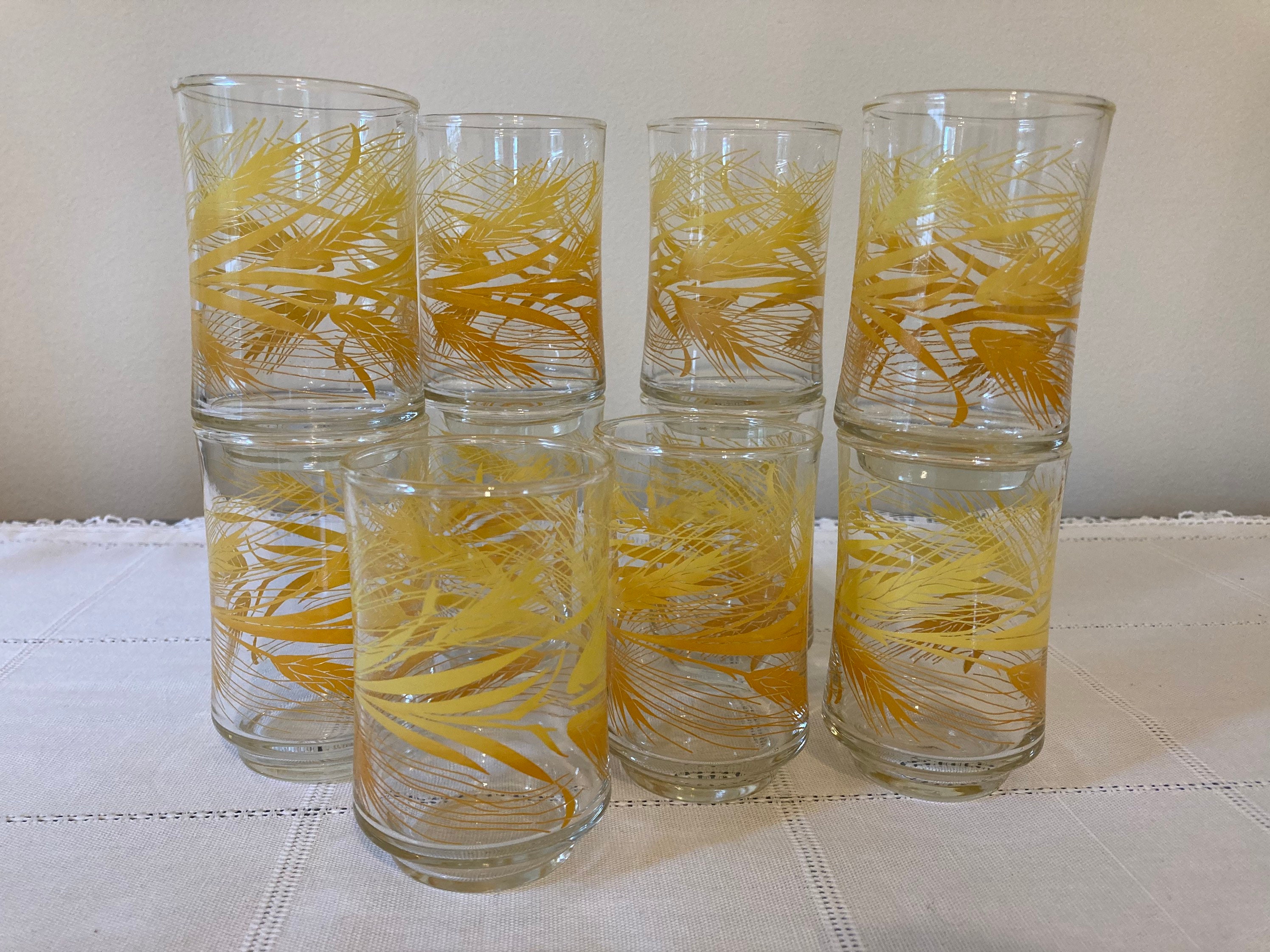 Set of 7 Vintage Libby Lunch Counter Juice Glasses + Glass Juicer - Ruby  Lane