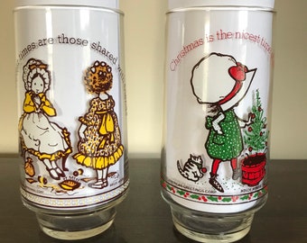 Details about   Vintage Holly Hobbie Coca Cola Christmas is a gift of Joy Glass 