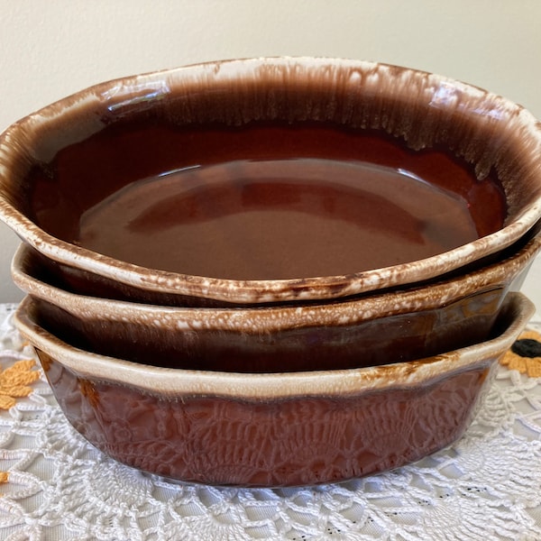 McCoy Pottery Brown Drip Oval Paneled Casserole Dish  / Oval Serving Bowl - Two Available