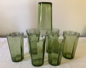 Green Drinking Glasses Set of Seven