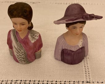 Avon Porcelain Thimbles 1980s Ladies Busts WWII Styles