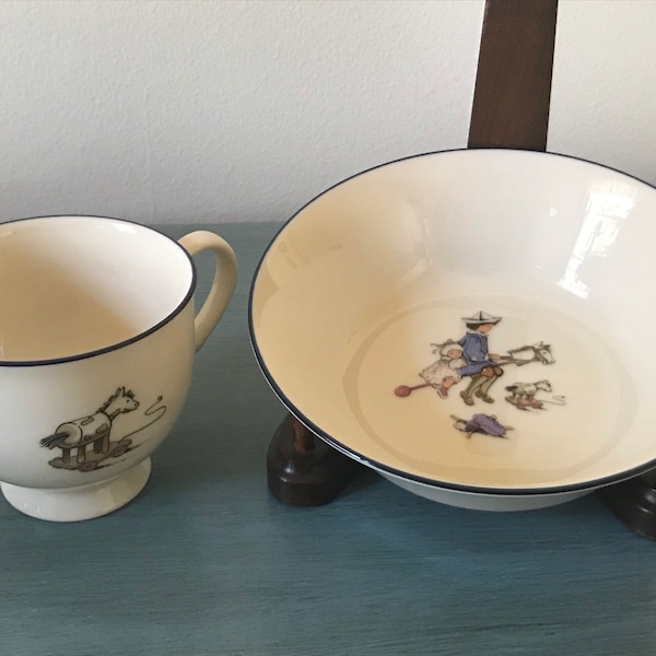 Lenox Child Dish and Cup Pony on Wheels Stick Pony - Sold as Set or Separate