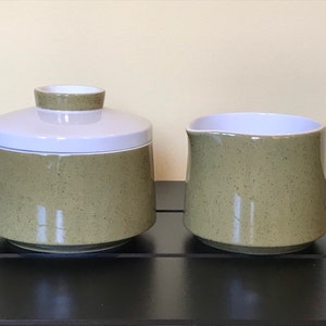 Mikasa Mediterranea Creamer and Sugar Bowl with Lid - Avocado Green