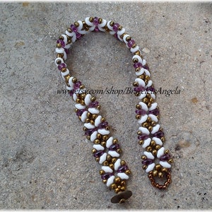 Bracelet, handmade  beadwork, flat bracelet, SuperDuo beads and Czech seed beads. Bracelet fit up to 18 cm (7 inch) wrist.(#002)