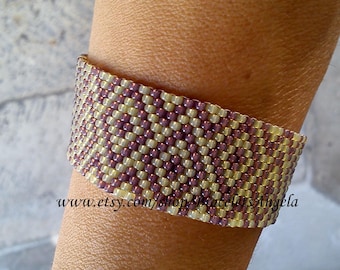 Bracelet, handmade  beadwork, flat bracelet with Miyuki glass seed beads in peyote style. Bracelet fit up to 20 cm (8 inch) wrist. (#239)