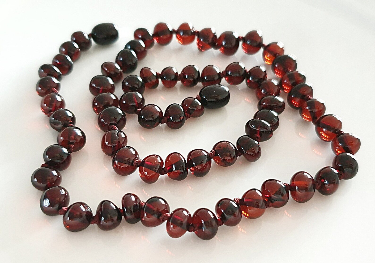 Adult Polished Dark Cherry Amber Necklace Etsy