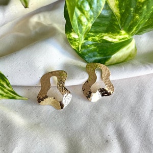 Amani Earrings // Abstract Brass Earrings // Statement Stud Earrings // Abstract Gold Earrings // Organic Shape Earrings //