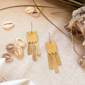 Small Mbira Earrings // Brass Earrings // Minimal Brass Earrings // Hammered Brass Earrings // Geometric Brass Earrings // Modern Earrings
