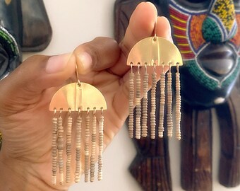 Pendientes Mali // Pendientes de latón // Pendientes bohemios llamativos