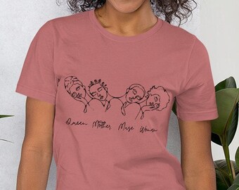 Mujer Musa Reina Madre // Camiseta con Ilustración // Camiseta con Dibujo Lineal // Camiseta Minimalista // Camiseta Moderna