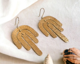 Maya Earrings // Brass Earrings // Brass Dangle Earrings // Brass Arch Earrings // Brass Boho Earrings // Hammered Brass Earrings