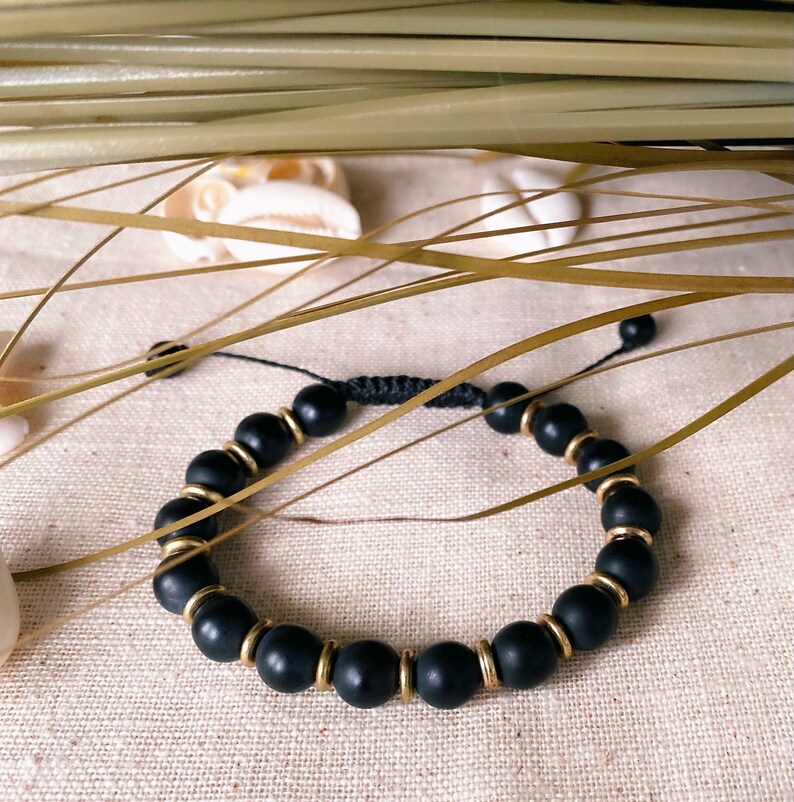 Black Onyx Bracelet // Mens Bracelet // Gemstone Bracelet // Adjustable Bracelet image 5