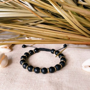 Black Onyx Bracelet // Mens Bracelet // Gemstone Bracelet // Adjustable Bracelet 画像 1