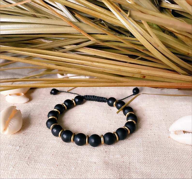 Black Onyx Bracelet // Mens Bracelet // Gemstone Bracelet // Adjustable Bracelet 画像 1