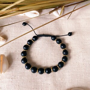 Black Onyx Bracelet // Mens Bracelet // Gemstone Bracelet // Adjustable Bracelet image 2