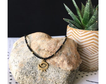 Sankofa Necklace // Beaded Necklace // Beaded Choker // Adinkra Jewelry // Adinkra Symbol // Adinkra Necklace