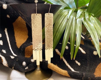 Mbira Earrings // Brass Earrings // Brass Statement Earrings // Minimal Brass Earrings // Brass Boho Earrings // Hammered Brass Earrings