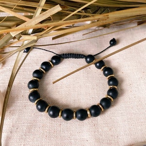 Black Onyx Bracelet // Mens Bracelet // Gemstone Bracelet // Adjustable Bracelet 画像 4