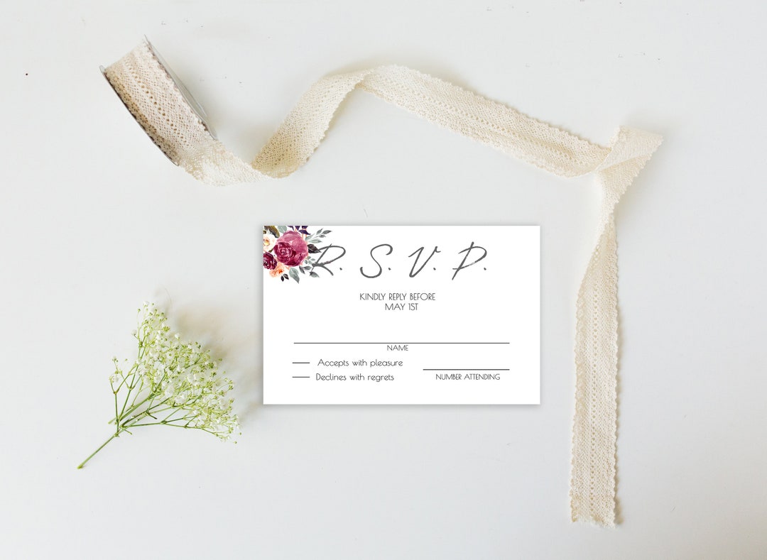 Printable Red Floral RSVP Card for Baby Shower - Etsy