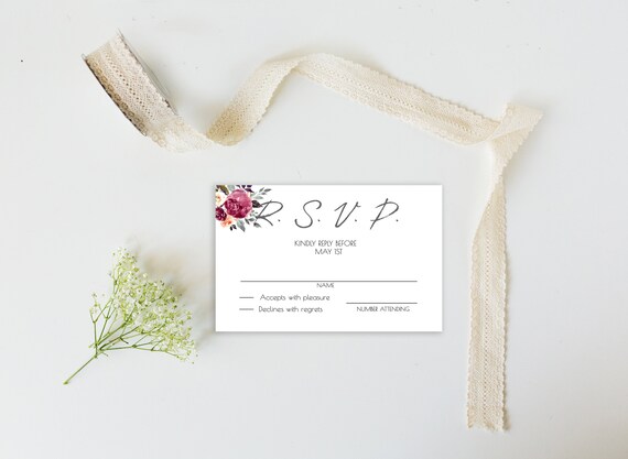 Printable Red Floral RSVP Card For Baby Shower | Etsy