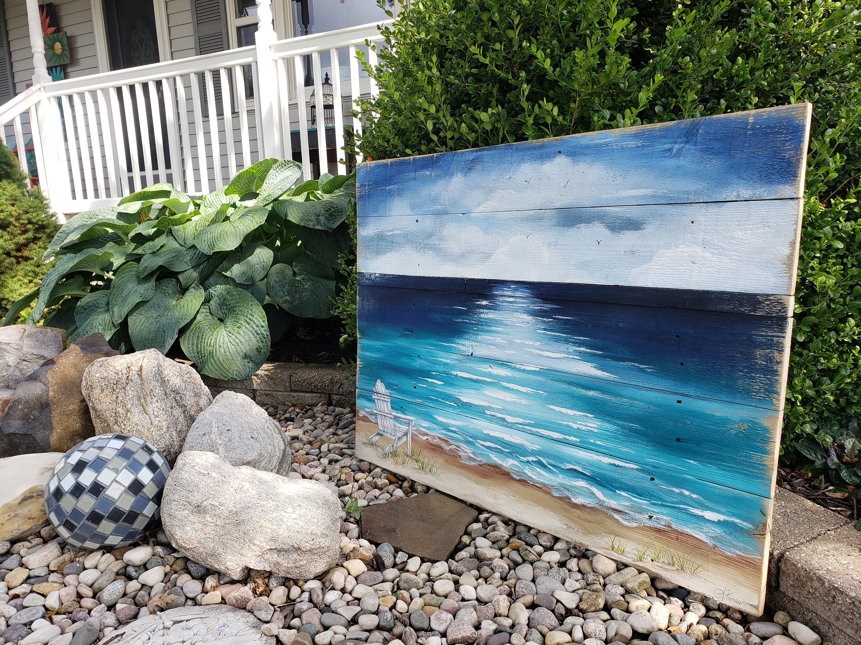 Wood Pallet Beach Wall Art BEACH Hand Painted Seascape Etsy Ireland