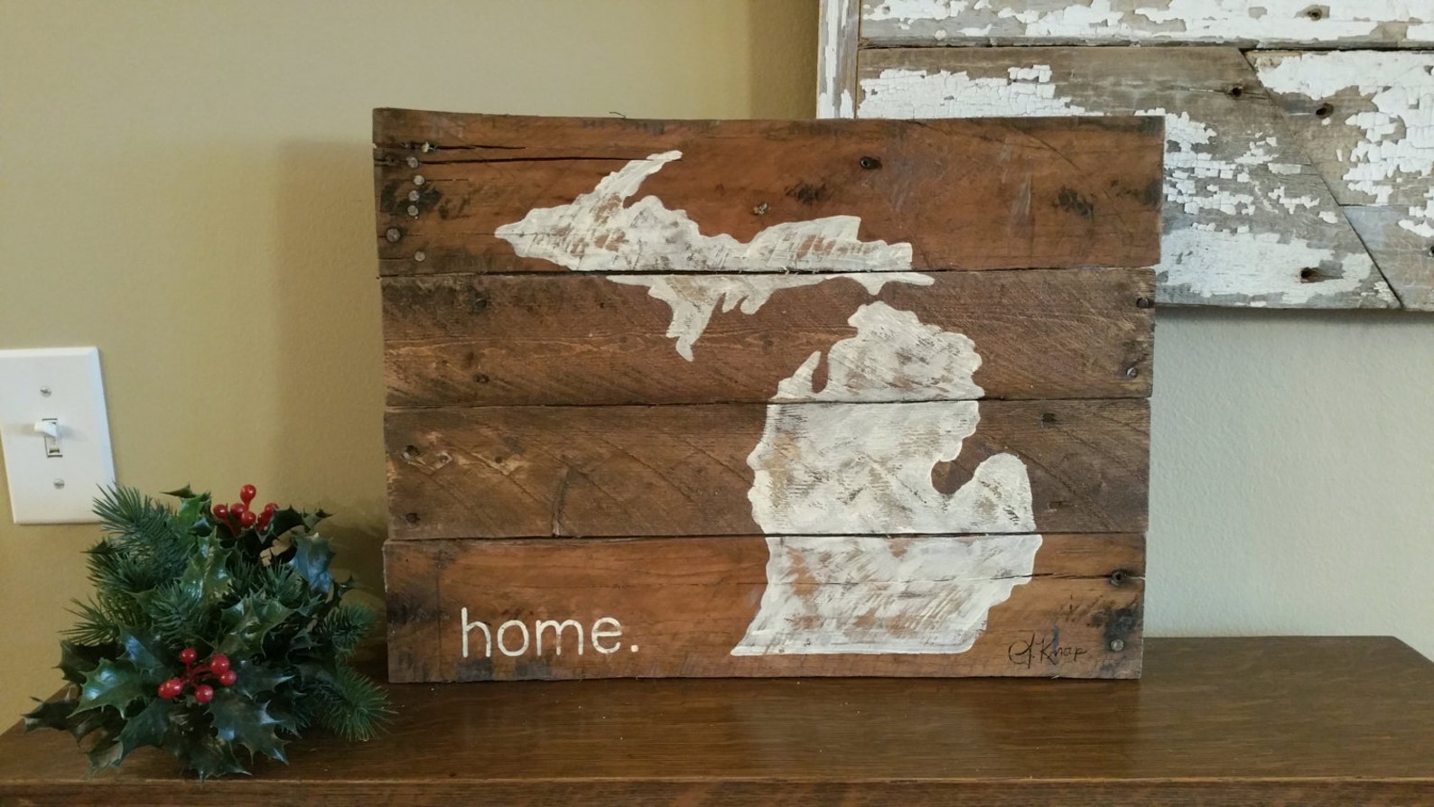 Reclaimed Wood Pallet wall Art State of Michigan Gray Gift Etsy