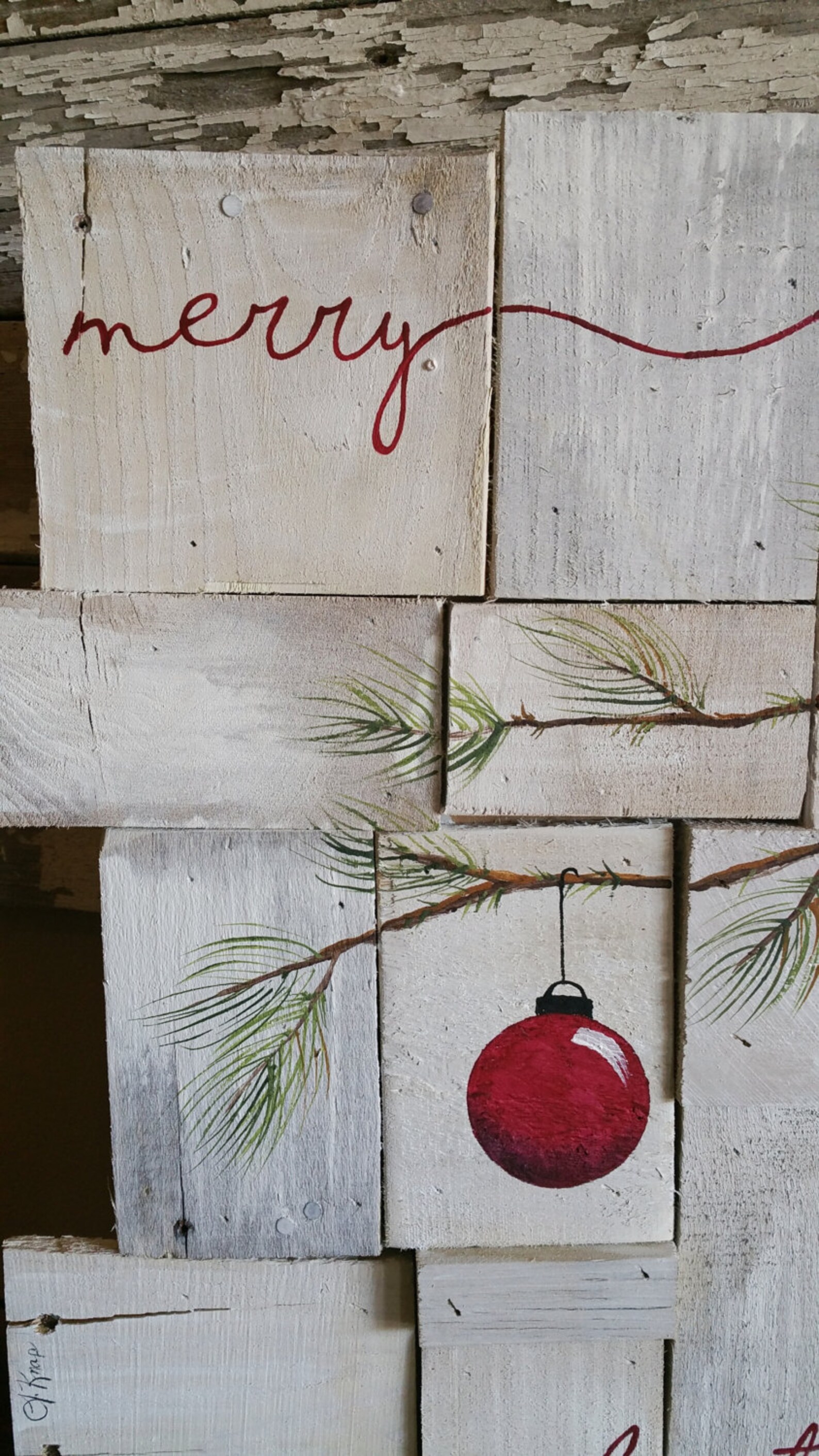 Rustic Christmas decor Pallet art Farmhouse decor Merry Etsy