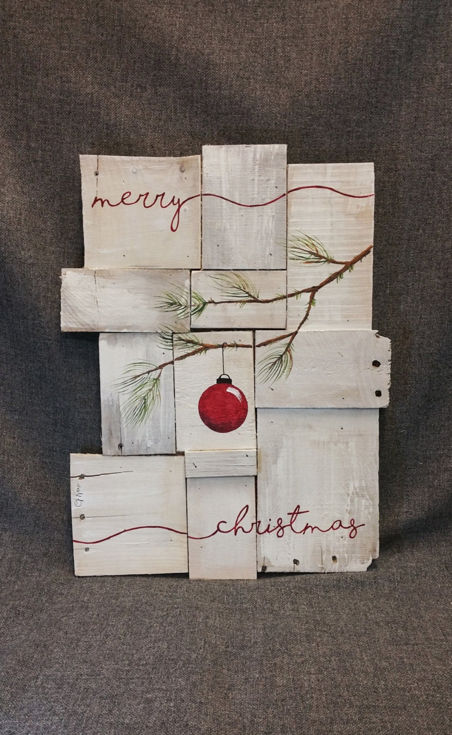 Rustic Christmas decor Pallet art Farmhouse decor Merry Etsy