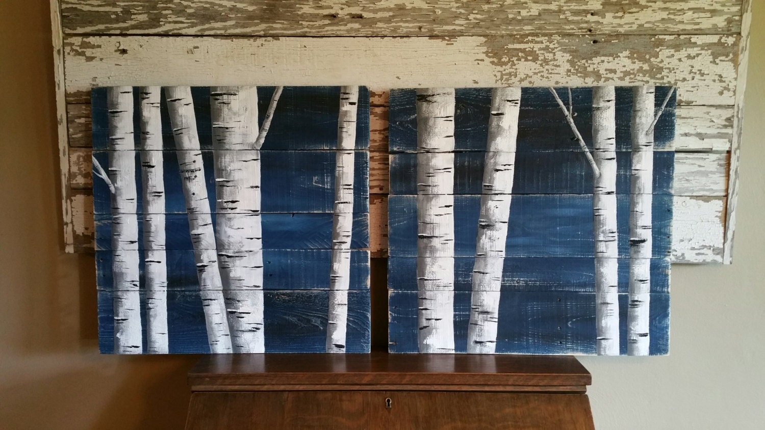 Painting on Pallet Wood Pallet Wall Decor White Birch Painting