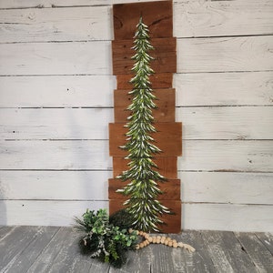 Pine tree, winter greenery, Reclaimed Wood Pallet Art, winter snow, christmas Hand painted, upcycled, Wall art, Distressed
