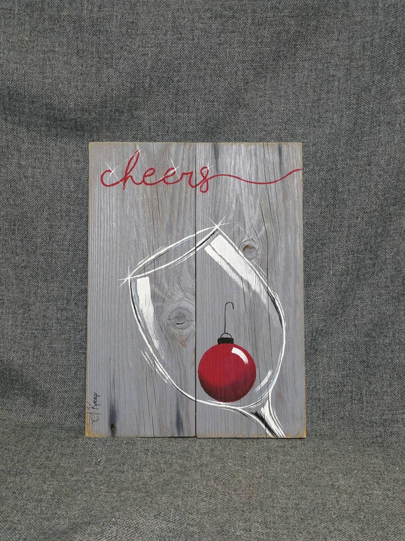 Christmas Wine Pallet Wall Art Decor Cheers Red Christmas Etsy