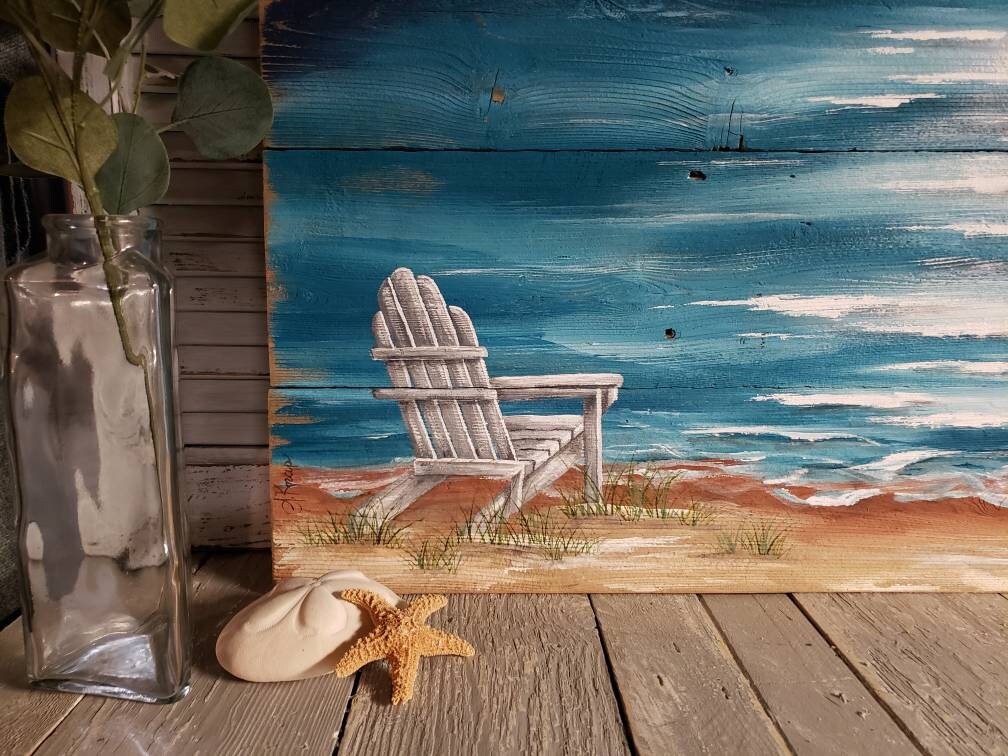 Wood Pallet Beach Wall Art BEACH Hand Painted Seascape Etsy Ireland