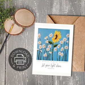 "Druckbare Originalvorlage zum Basteln ""let your light shine"", Grußkarten, Grußkarten, Sofort-Downloads für Sticker, Skalierbar."