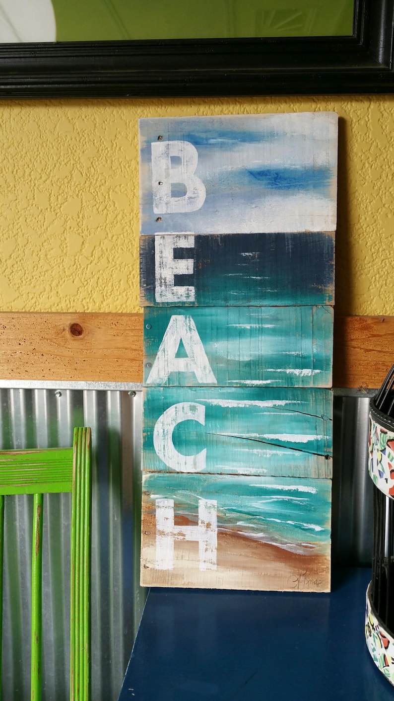 Pallet art beach Pallet Beach wall Art Nautical decor Hand Etsy