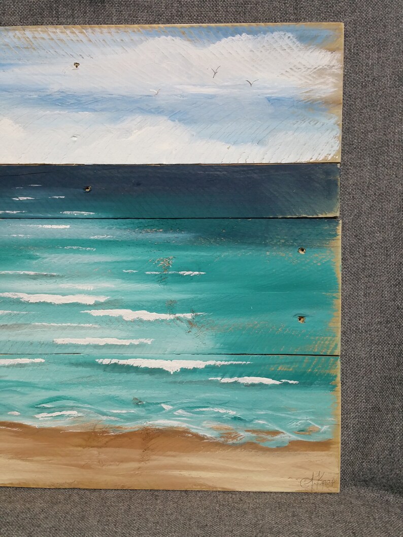 Pallet Wood Beach Red Wine Painting Painting on Pallet Wood Etsy India