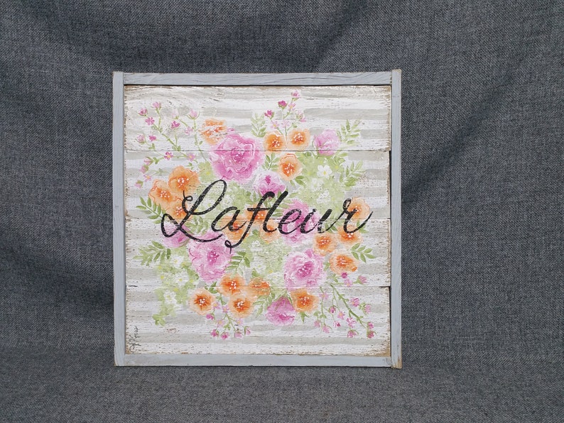 French Country Shiplap Art Spring Hand Painted Flowers Etsy