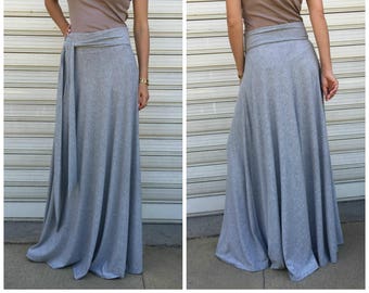 Grey Maxi Jersey Skirt /  Loose Cotton Women Skirt / Casual Skirt / Oversized Skirt / Maxi Skirt