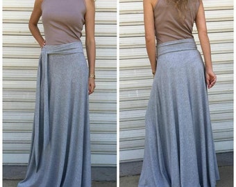 Boho Maxi Jersey Skirt, Loose Women Skirt, Long Casual Skirt, A-line Summer Skirt, Grey Maxi Full Skirt