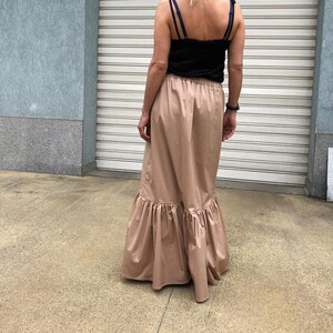 Women Long Elegant Skirt / Maxi Cotton Skirt / Oversize Summer Maxi Skirt with Pockets Ruffle Shuffle image 1