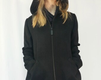 Black Hooded Coat