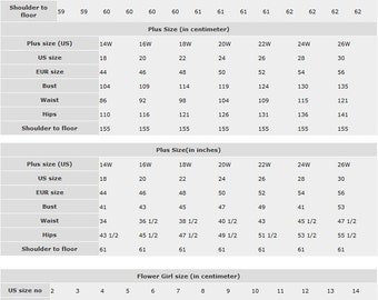 Etsy Size Chart