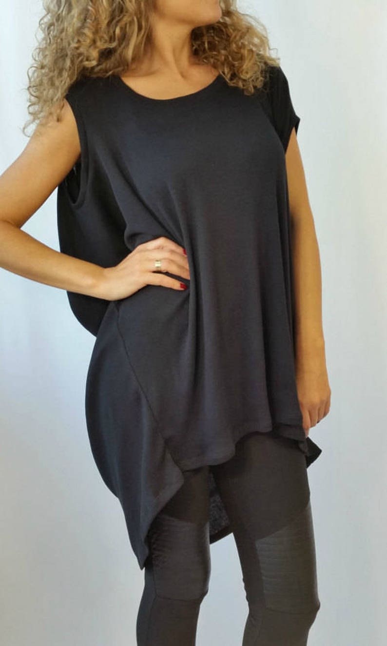 Black Oversized Tunic Top / Loose Women Maxi Casual Top / | Etsy